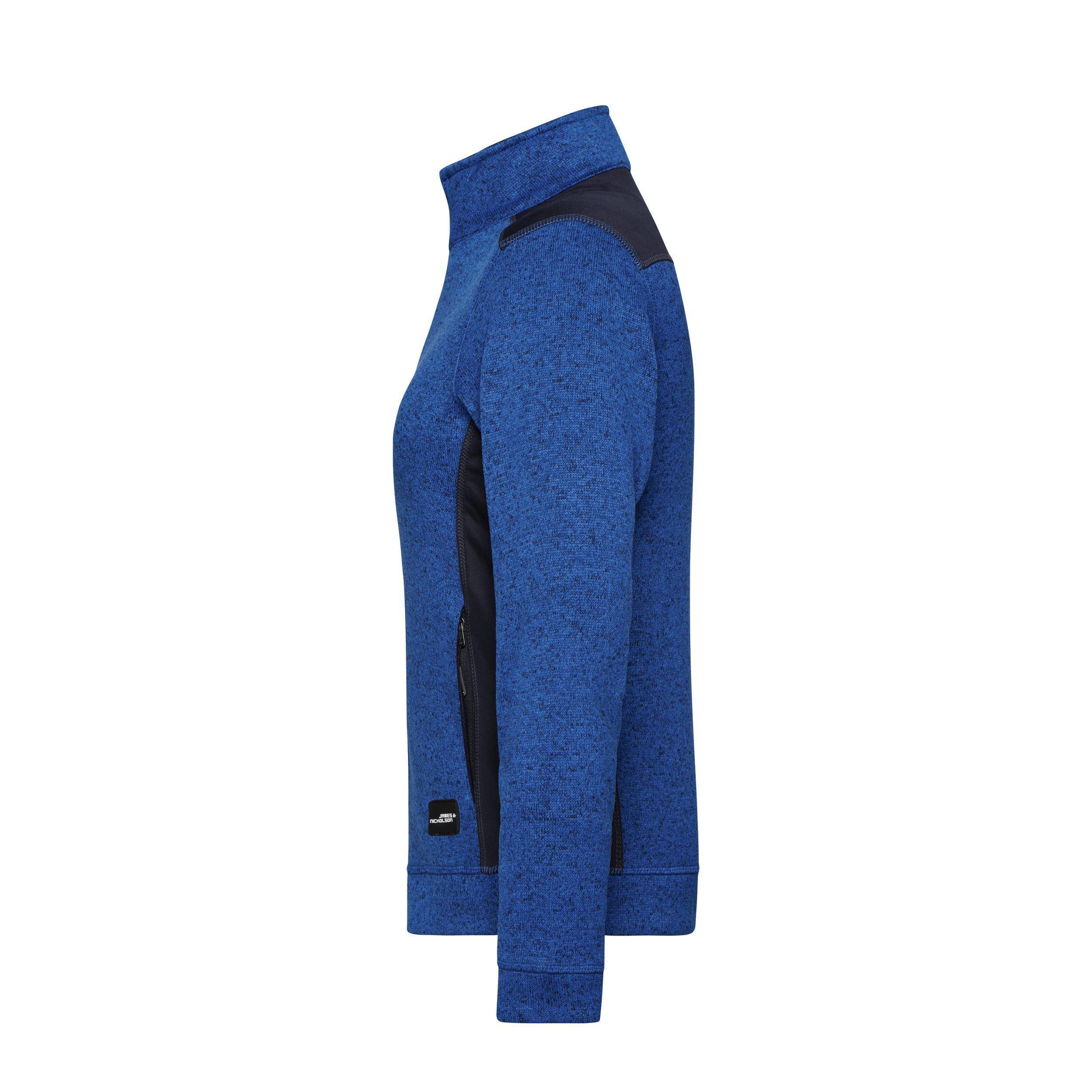 James & Nicholson® JN861 Ladies' Knitted Workwear Fleece Jacket royal-melange/navy_XXL