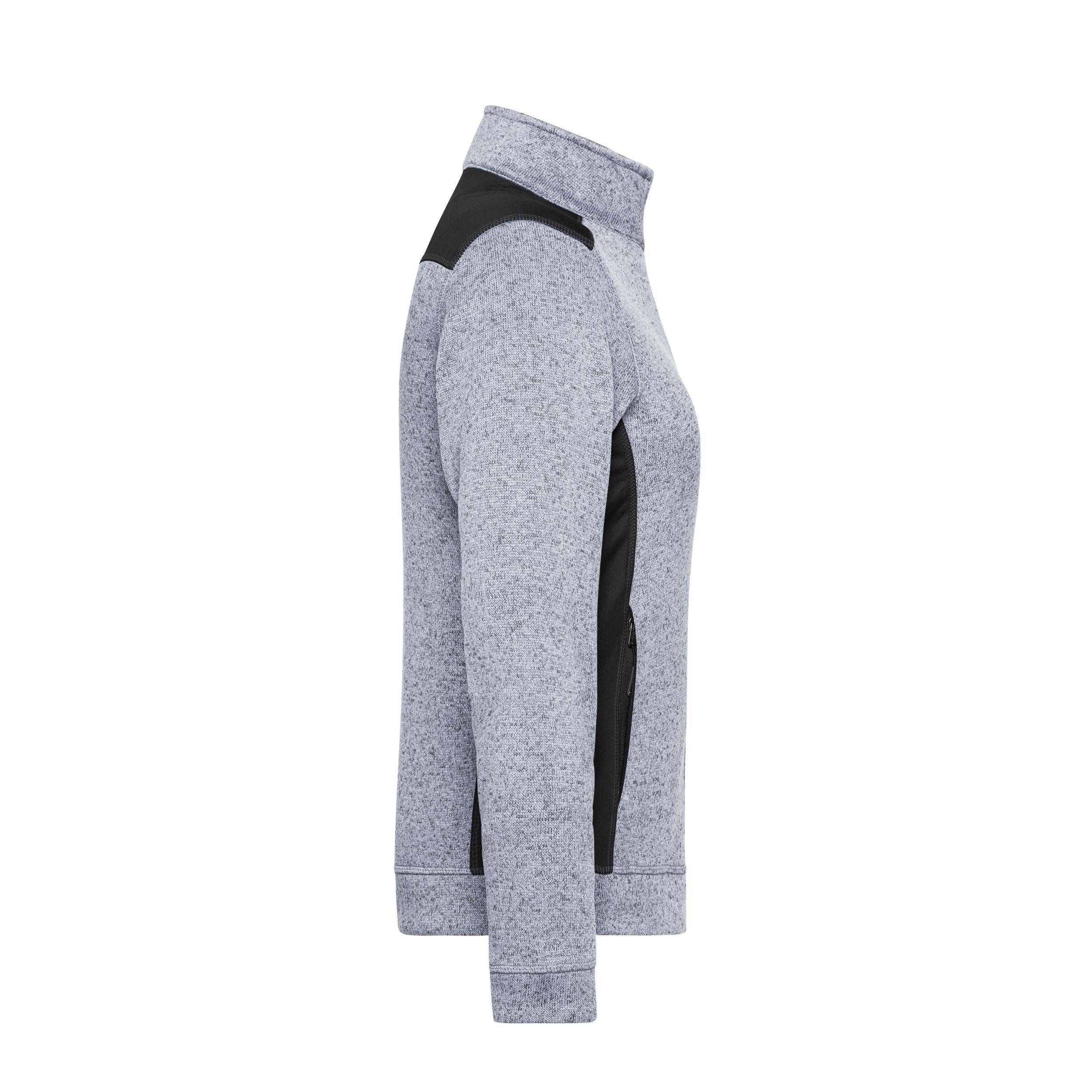 James & Nicholson® JN861 Ladies' Knitted Workwear Fleece Jacket white-melange/carbon_S