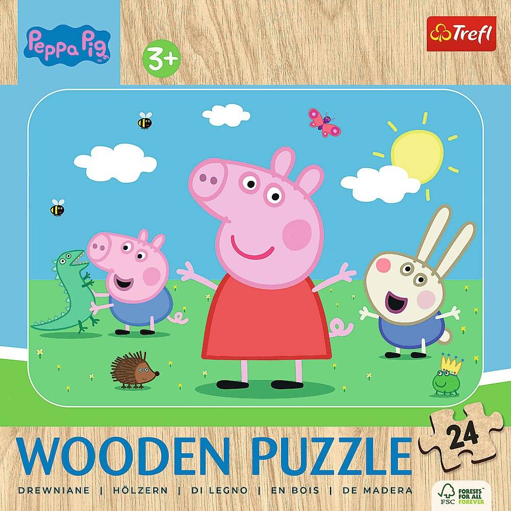 TREFL Peppa Pig Holzpuzzle: Treffen Sie die s&amp;#252 &amp;#223 e Peppa 24 Teile