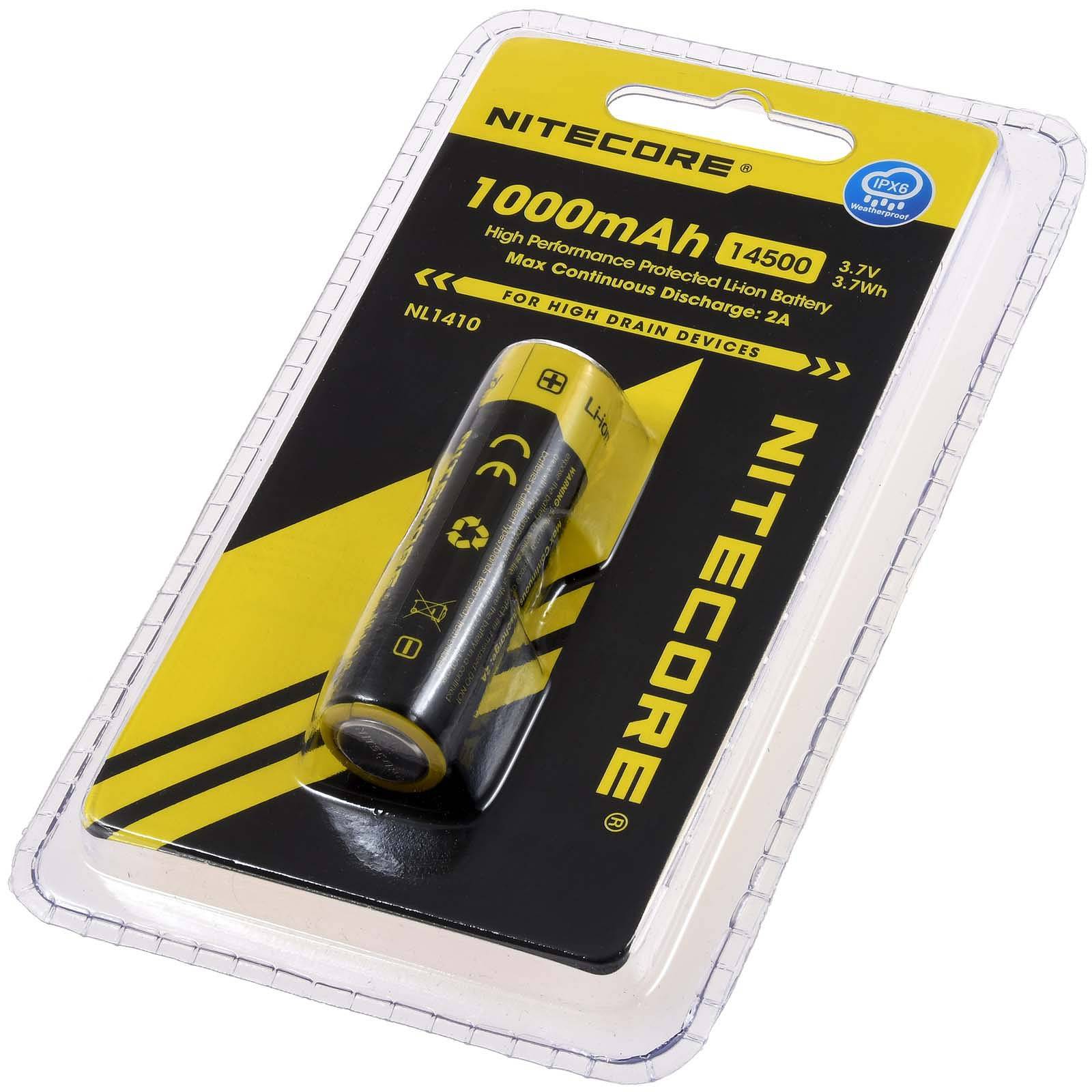 Nitecore Li-Ion Akku Typ 14500 NL1410 1000mAh, 3,7V, Li-Ion