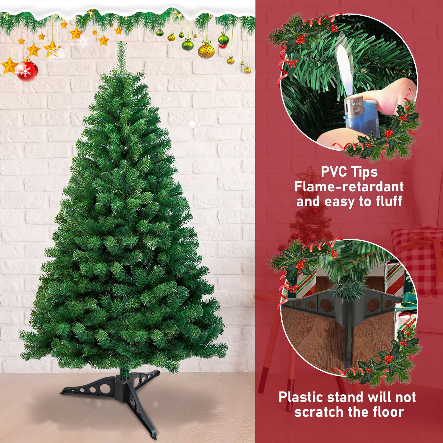 Weihnachtsbaum Weihnachts-Baum Christbaumständer Auswahl Beflockung Grün 120cm