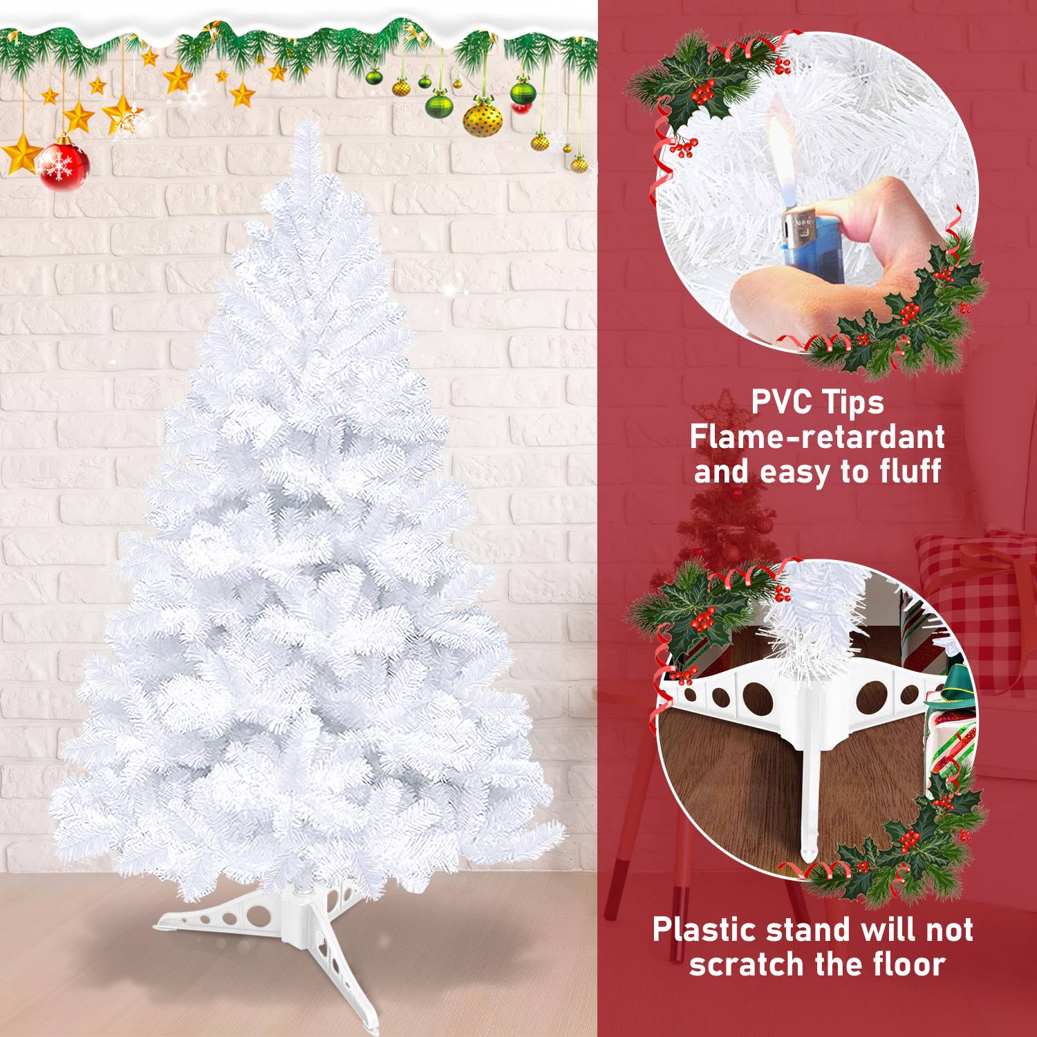 Weihnachtsbaum Weihnachts-Baum Christbaumständer Auswahl Beflockung Weiß 120cm