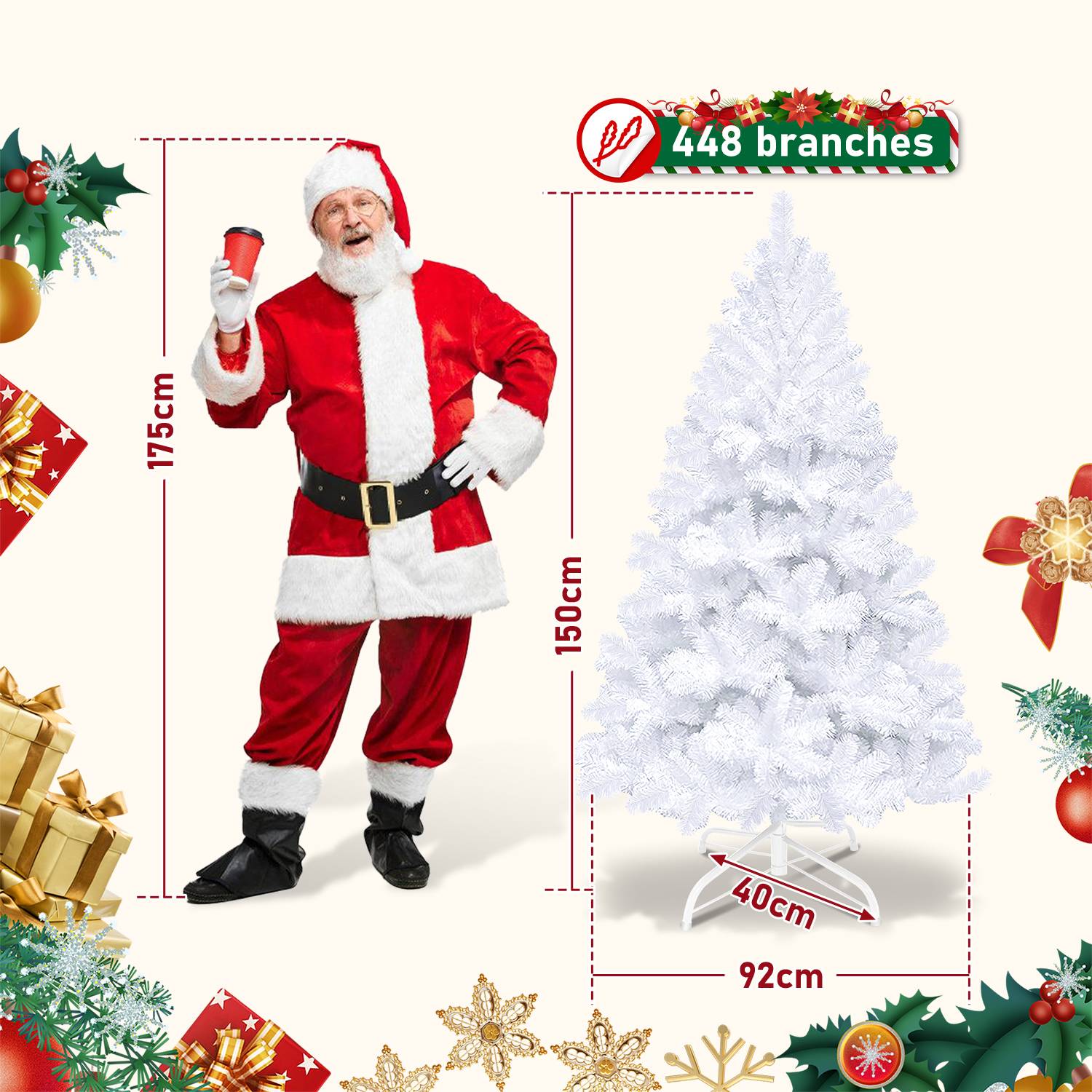 Weihnachtsbaum Weihnachts-Baum Christbaumständer Auswahl Beflockung Weiß 150cm