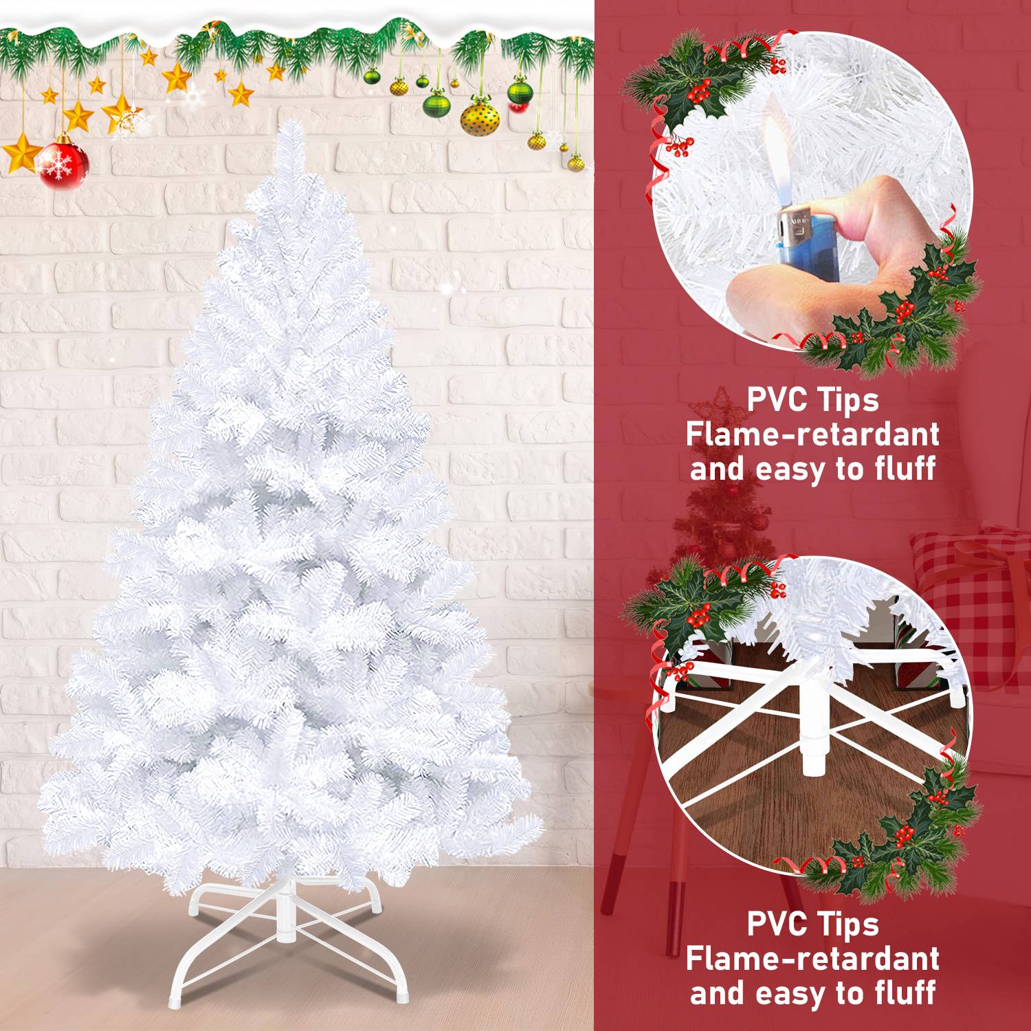 Weihnachtsbaum Weihnachts-Baum Christbaumständer Auswahl Beflockung Weiß 150cm
