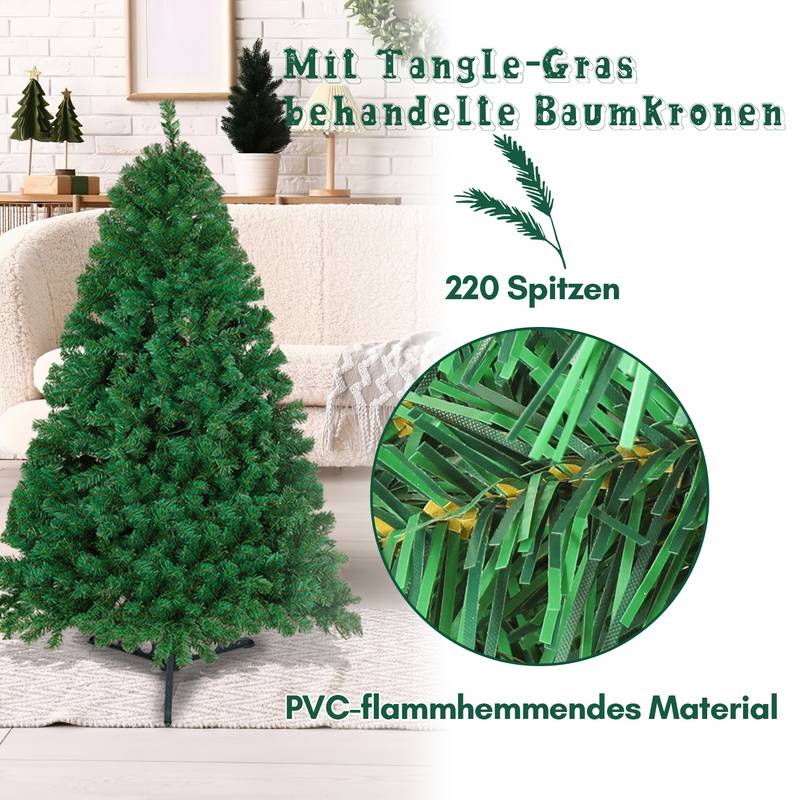 Künstlicher Weihnachtsbaum 120cm Tannenbaum Christbaum Kunstbaum Dekobaum mit Baumständer Weihnachtsdeko Grün PVC