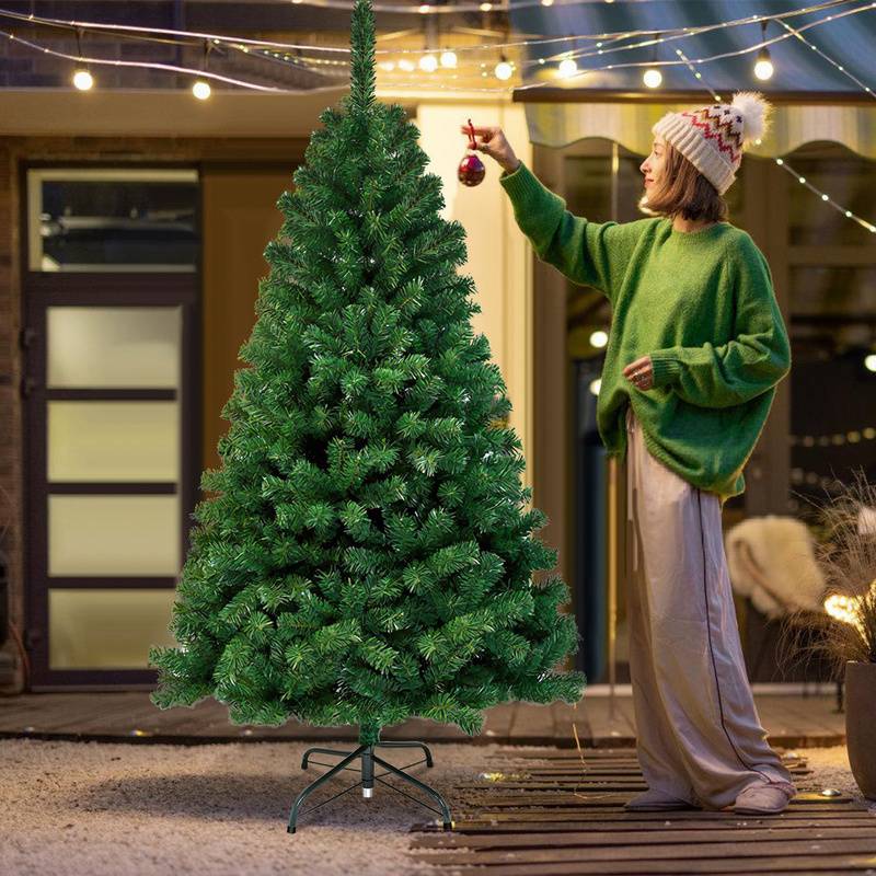 künstlicher Weihnachtsbaum 210cm (Ø ca. 115 cm) mit 900 Spitzen und Schnellaufbau Klapp-System, schwer entflammbar, inkl. Metall-Ständer,Grün