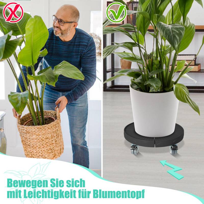 Pflanzenroller Blumenroller Untersetzer Mobiler Rollbrett bis ca. 200kg Schwarz