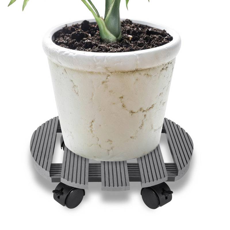 2x Pflanzenroller 30x7.5cm Blumenroller Blumentopfuntersetzer Grau Rund