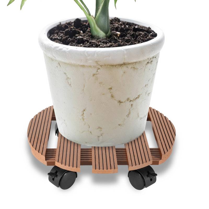 2x Pflanzenroller 30x7.5cm Blumenroller Blumentopfuntersetzer Braun Rund
