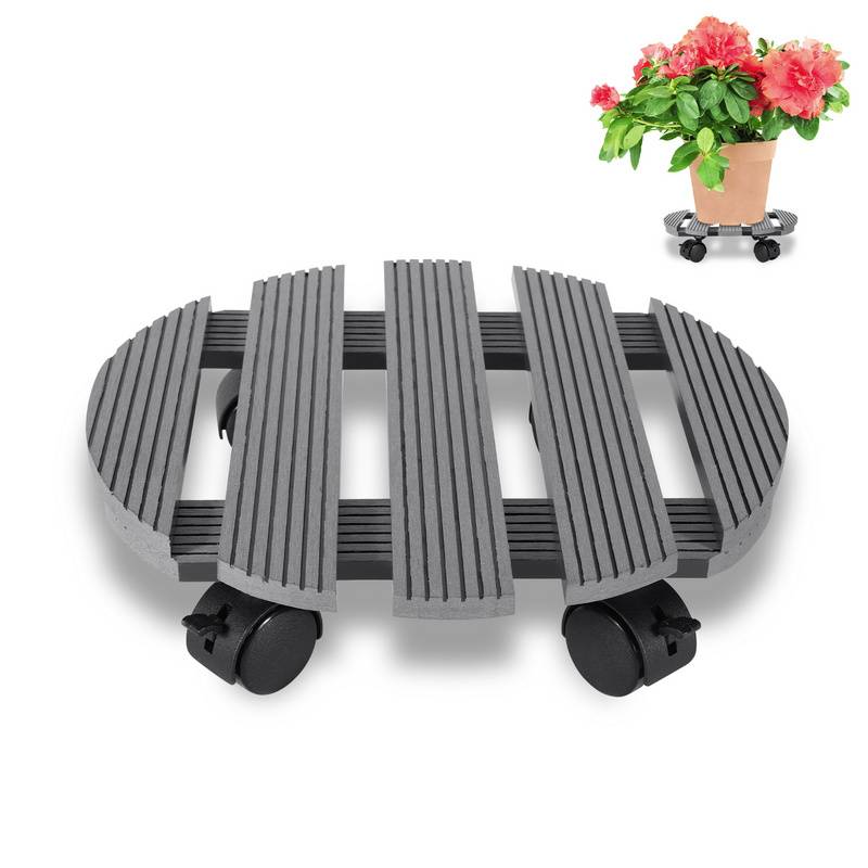 2x Pflanzenroller Blumenroller Blumentopfuntersetzer Rollbrett Grau Rund