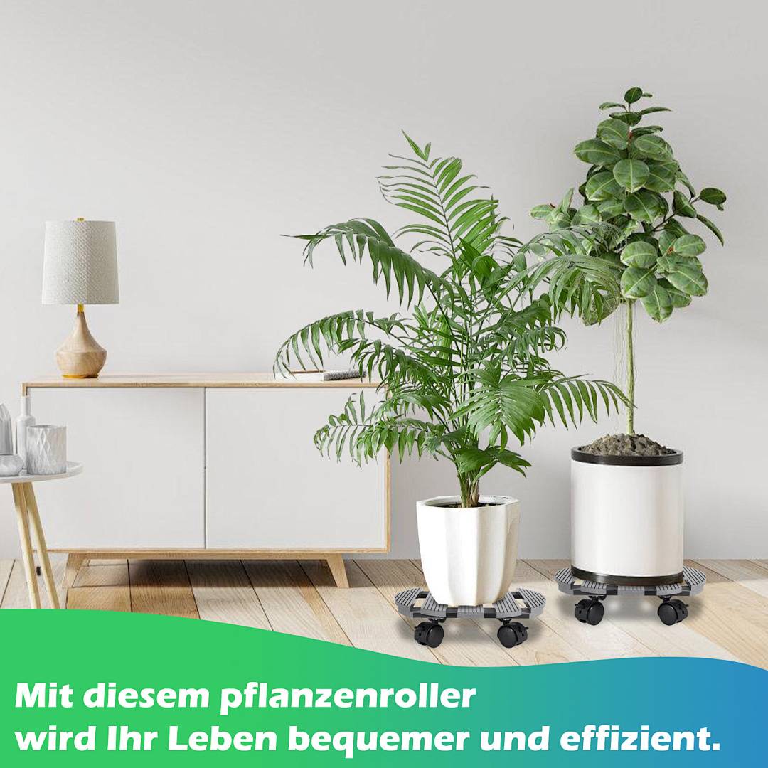 1x Pflanzenroller Blumenroller Rollbrett bis 80 Kg WPC 30 x 30 x 7.5 cm Rund Grau