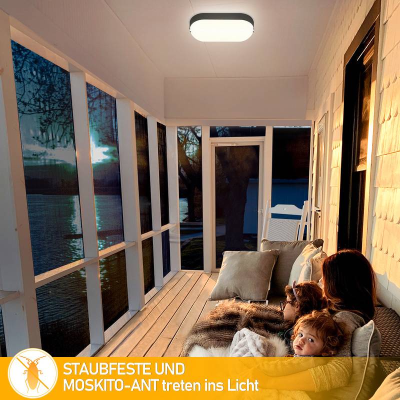 LED Feuchtraumleuchte 15W 6x Wasserdicht Deckenleuchten IP54 Wasserdicht Lampe Garage Keller