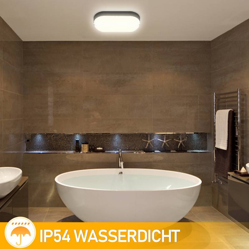 LED Feuchtraumleuchte 15W 8x Wasserdicht Deckenleuchten IP54 Wasserdicht Lampe Garage Keller