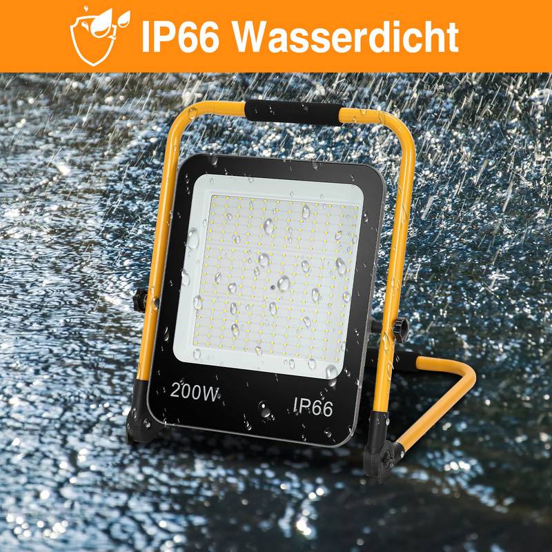 LED Baustrahler Fluter stativ IP66 Wasserdicht LED Fluter Arbeitsscheinwerfer für Garten 200W