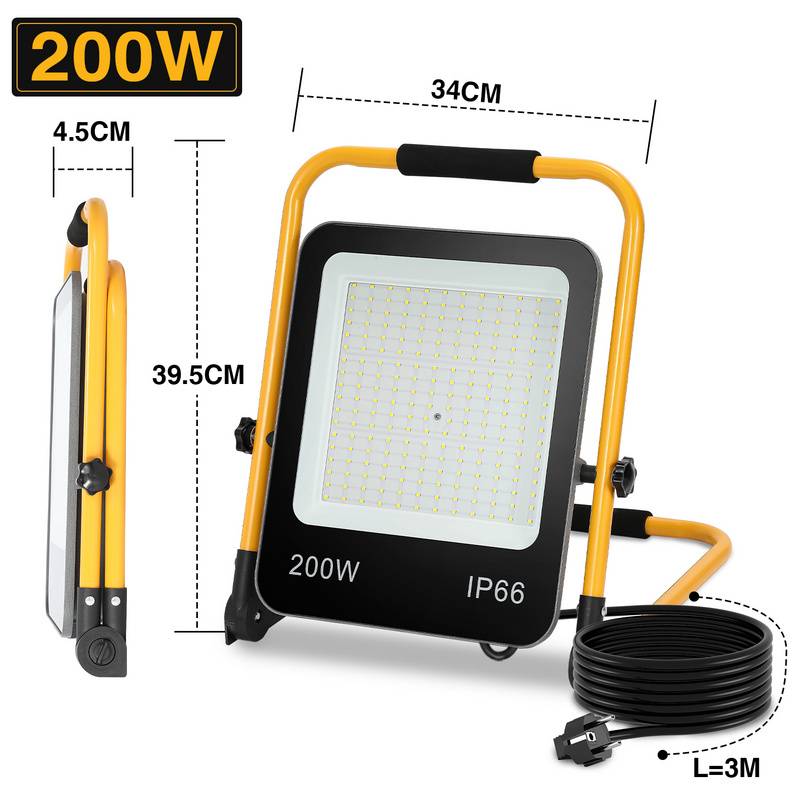 LED Baustrahler Fluter stativ 6000K Austellenlampe LED Fluter Floodlight IP66 200W