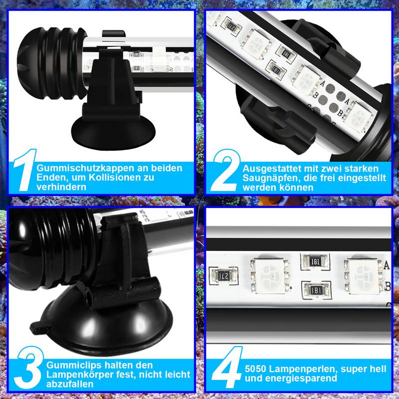 92.5cm LED Aquarium Lampe Tank Leuchtet Unterwasser Beleuchtung Dimmbar 3 Lichtmodi mit Timer,mit Fernbedienungen,IP67