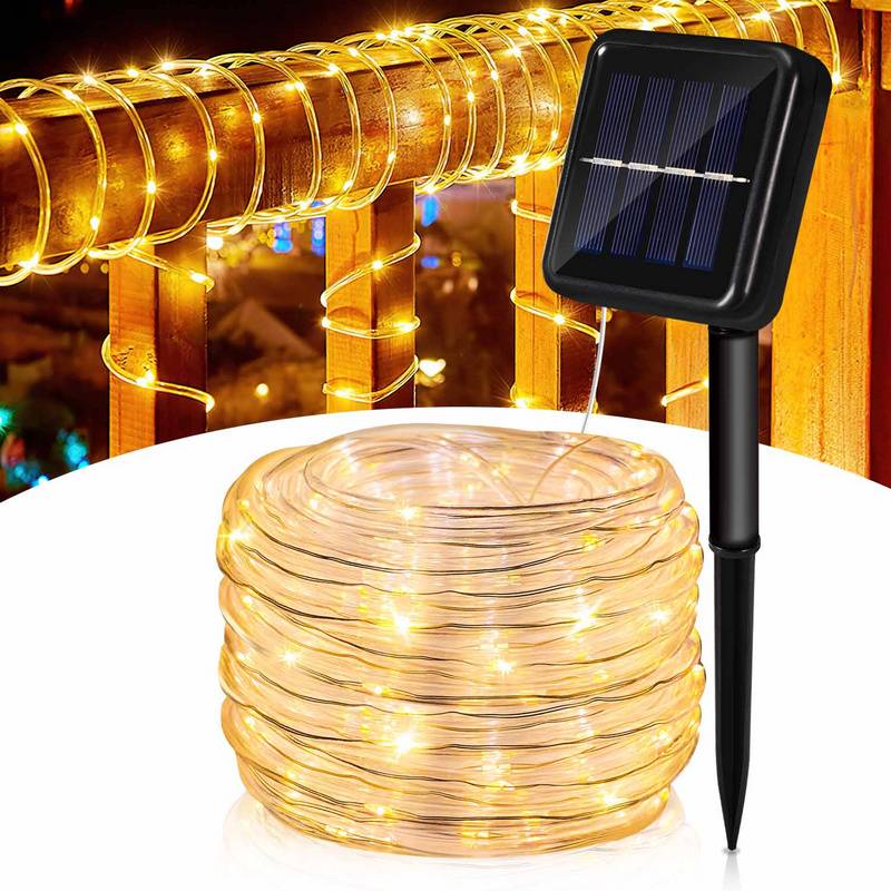 22 M Solar Lichterkette Lichtschlauch LED Lichterkette 8 Lichtmodi Party Garten Innen Außen Deko Weihnachtsbeleuchtung