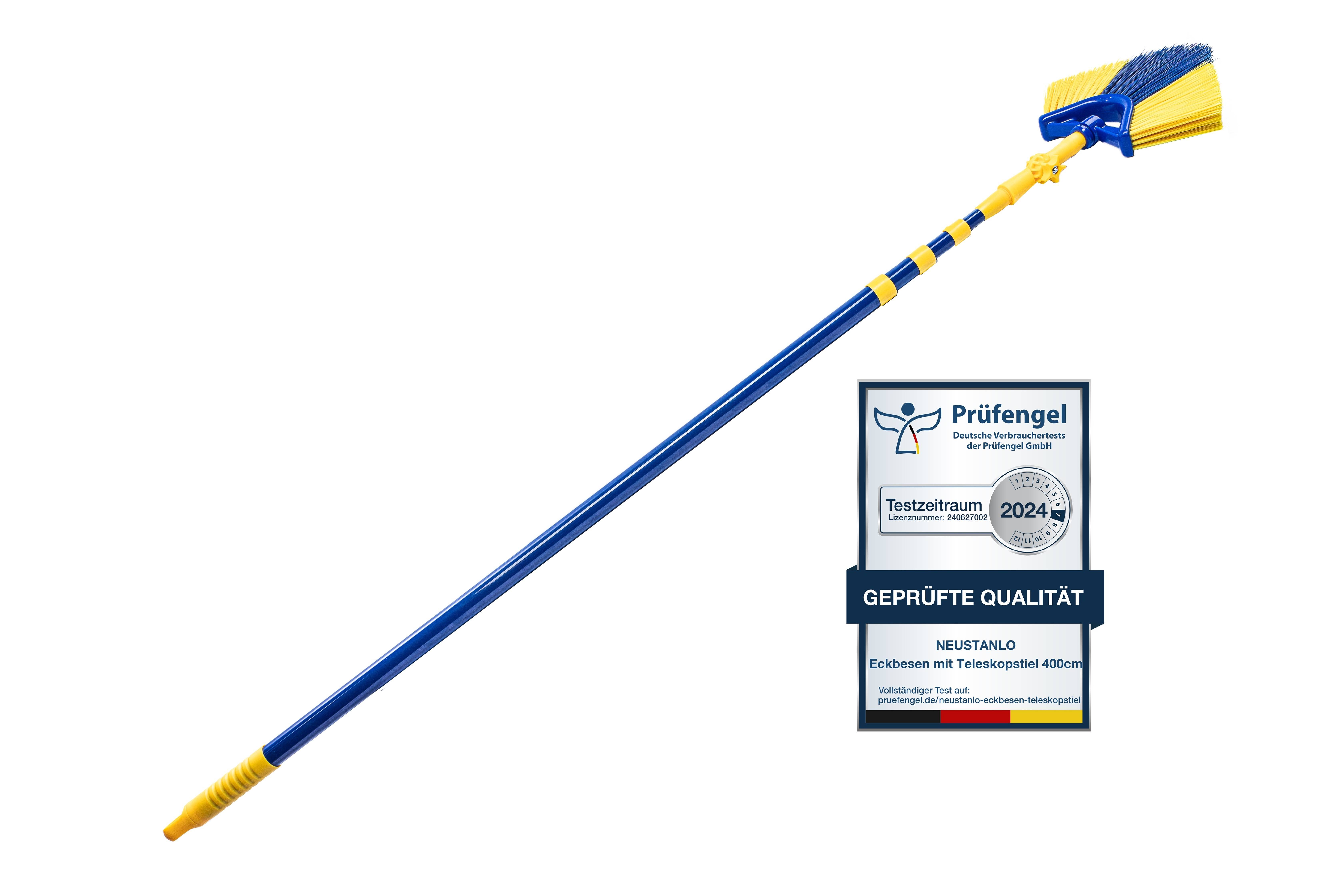 Neustanlo | Teleskop-Eckbesen | ausziehbar auf 4,0 Meter | effektives Spinnweben-Entfernen | ergonomisches Handling | robuste Verarbeitung