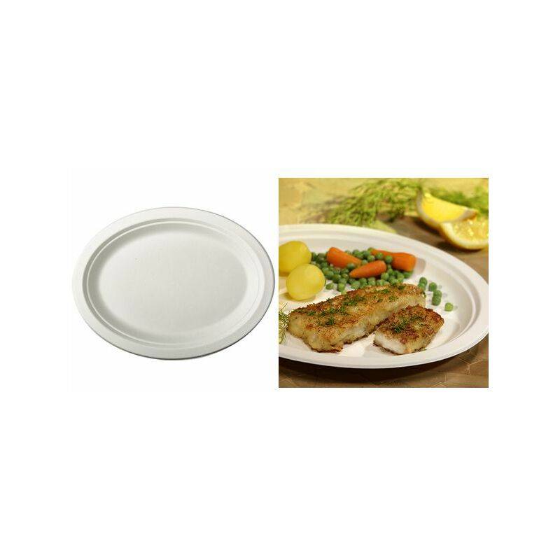 PAPSTAR Zuckerrohr-Teller "pure", oval, 260 x 200 mm, 50er