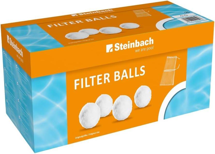 Steinbach | Filter Balls | 1400 g | Reinigende Filterbälle für Pools | Kompatibel mit allen handelsüblichen Sandfilteranlagen | inkl. Filternetz