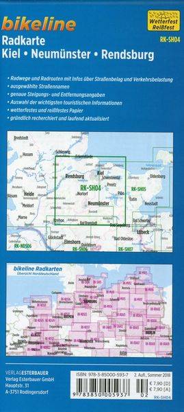 Bikeline Radkarte Kiel Neumünster Rendsburg 1 : 75 000