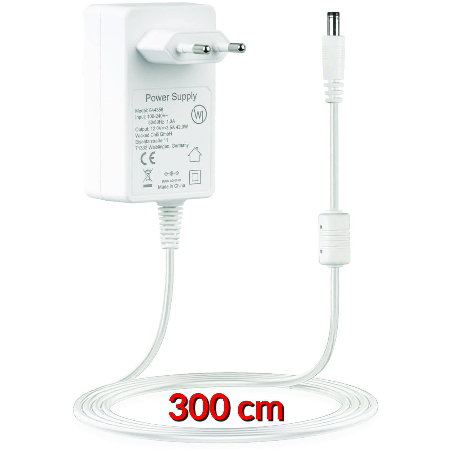 Wicked Chili 3m Netzteil extra lang für AVM Fritz!box Router 5690 Pro 7690 5590 Fiber 7530 AX 7590 Repeater (weiss)