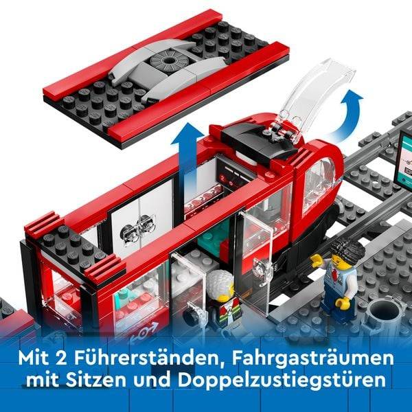 LEGO City Straßenbahn mit Haltestelle, Bauspielzeug für Kinder 60423