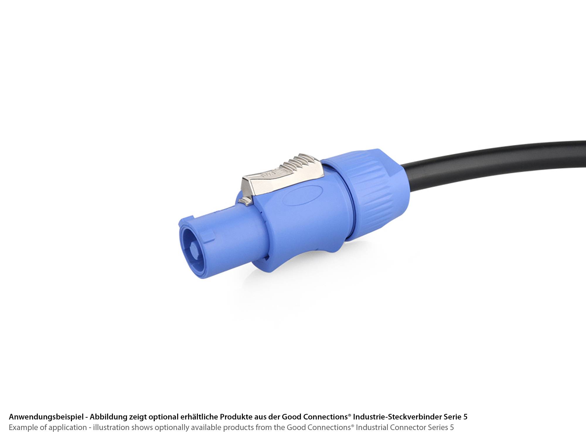 Netzsteckverbinder (Power-In) 3-Pin mit Arretierung, blau, Good Connections®