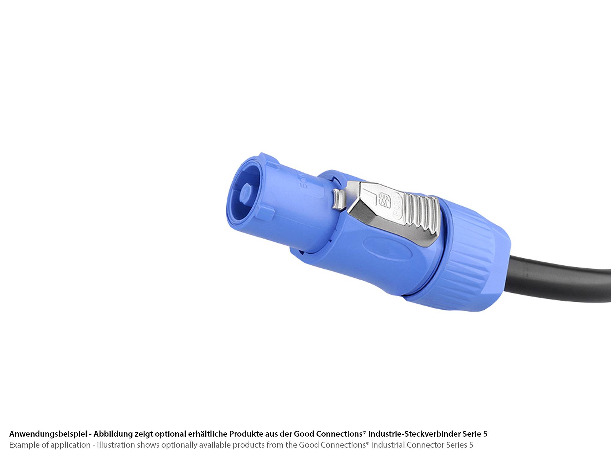 Netzsteckverbinder (Power-In) 3-Pin mit Arretierung, blau, Good Connections®