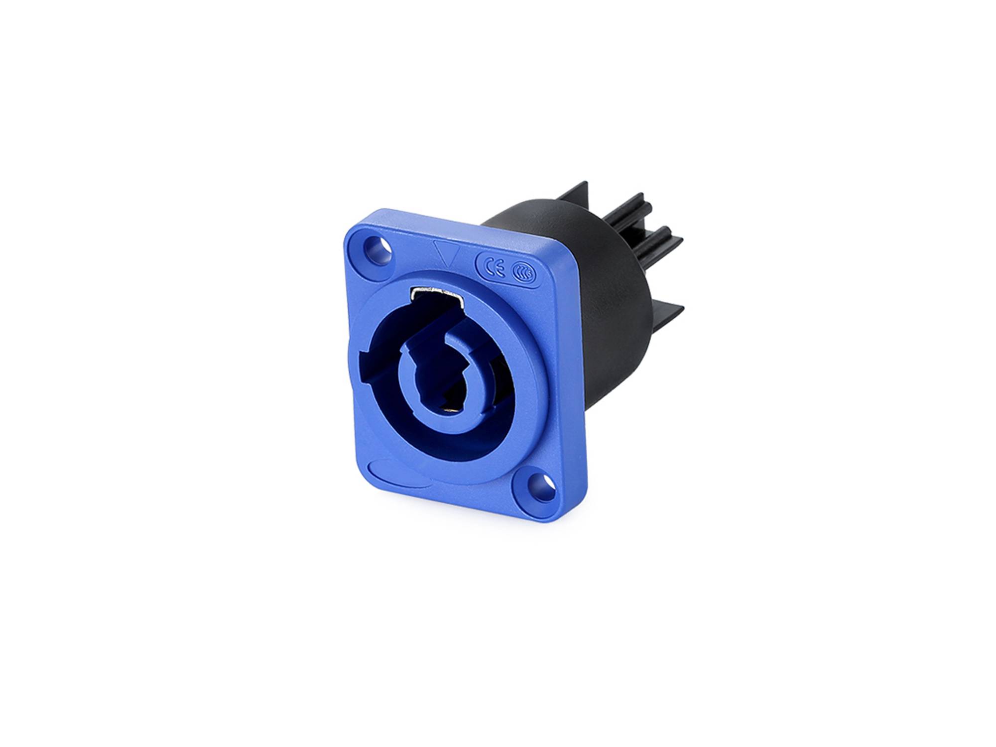 Netzsteckverbinder-Einbaubuchse (Power-In) 3-Pin mit Arretierung, blau, Good Connections®