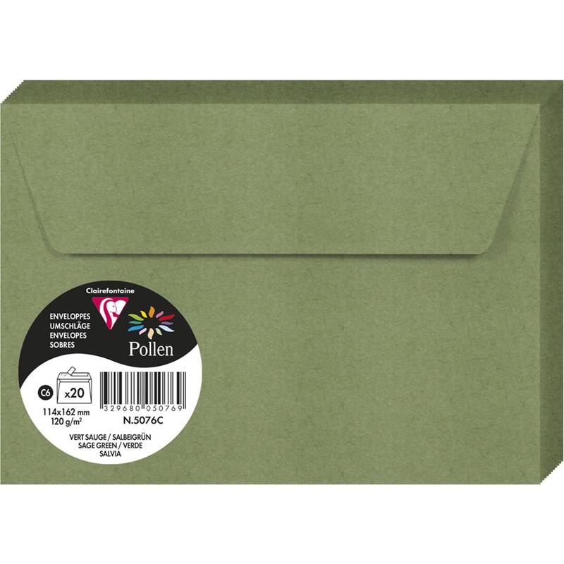 Pollen by Clairefontaine Briefumschlag C6, salbeigrün