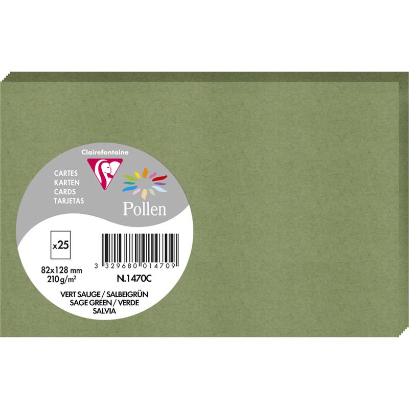 Pollen by Clairefontaine Briefkarte 82 x 128 mm, salbeigrün