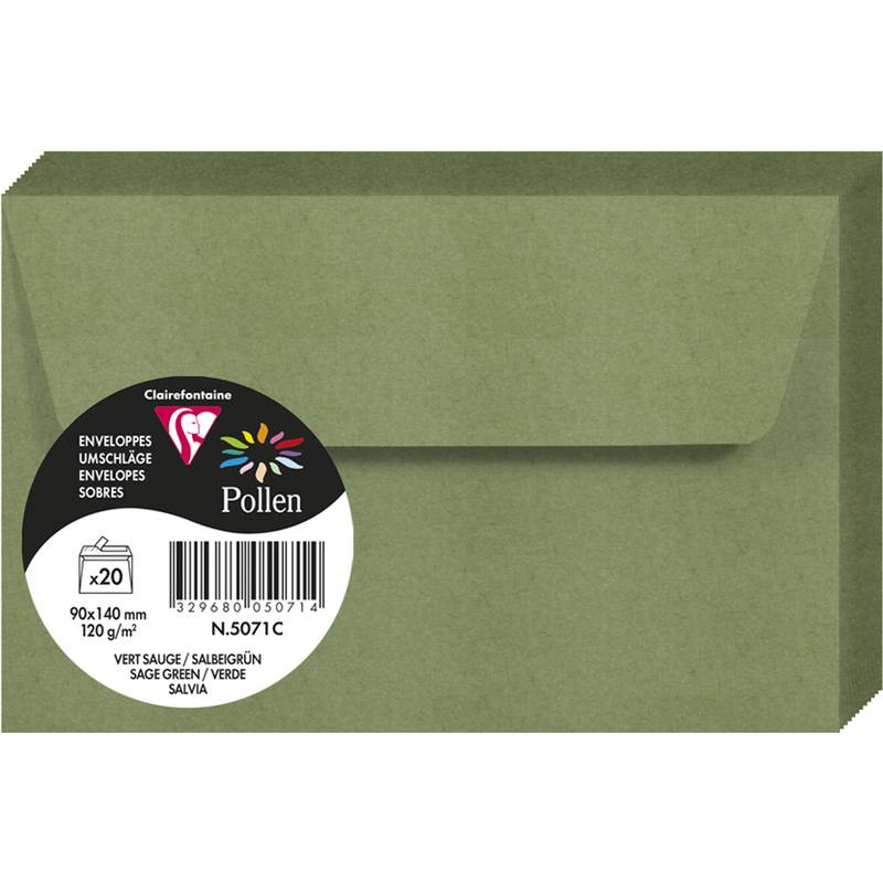 Pollen by Clairefontaine Briefumschlag 90x140 mm, salbeigrün