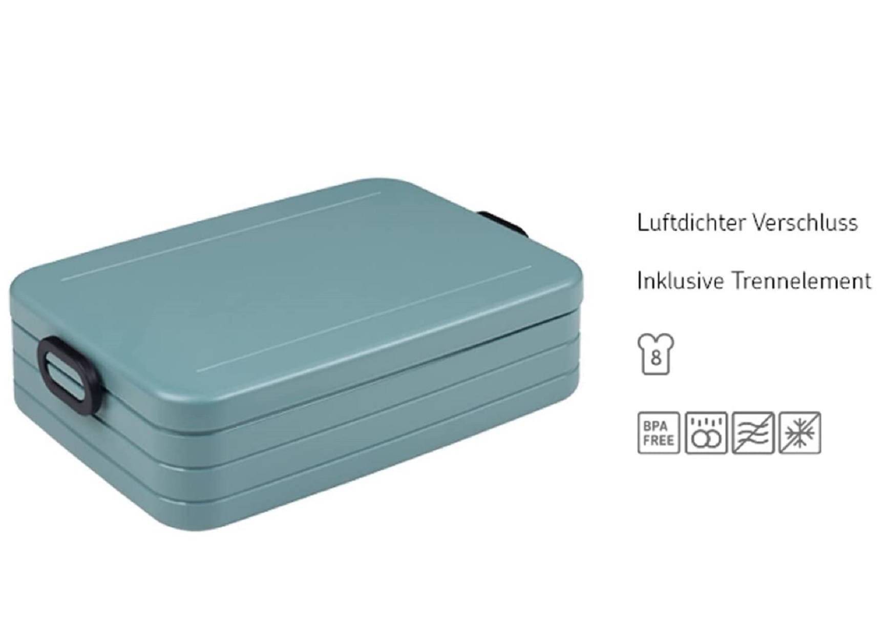 Mepal Take a Break Large – Limited Edition Cool Grey / Grau – 1500 ml Inhalt – Lunchbox mit Trennwand – ideal für Mealprep – spülmaschinen