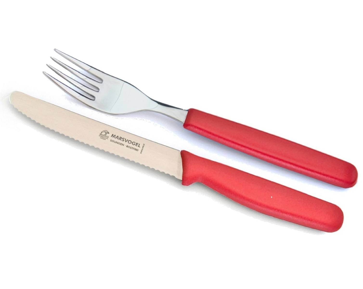 Marsvogel | Tafelbesteck-Set | 12-teilig | Edelstahl rostfrei | rot | ideal für den Frühstückstisch