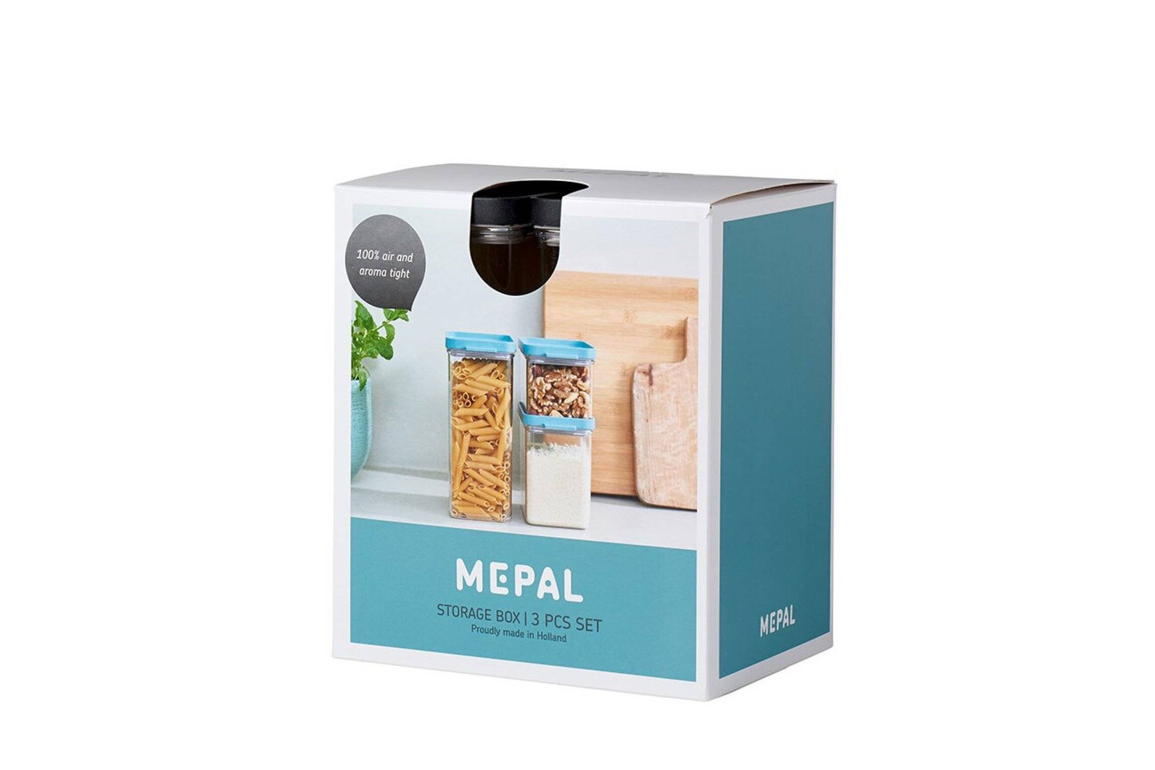 Mepal Vorratsdosen-Set Omnia rechteckig Schwarz – 700 ml, 1100 ml und 2000 ml - praktische Aufbewahrungsdosen für Lebensmittel