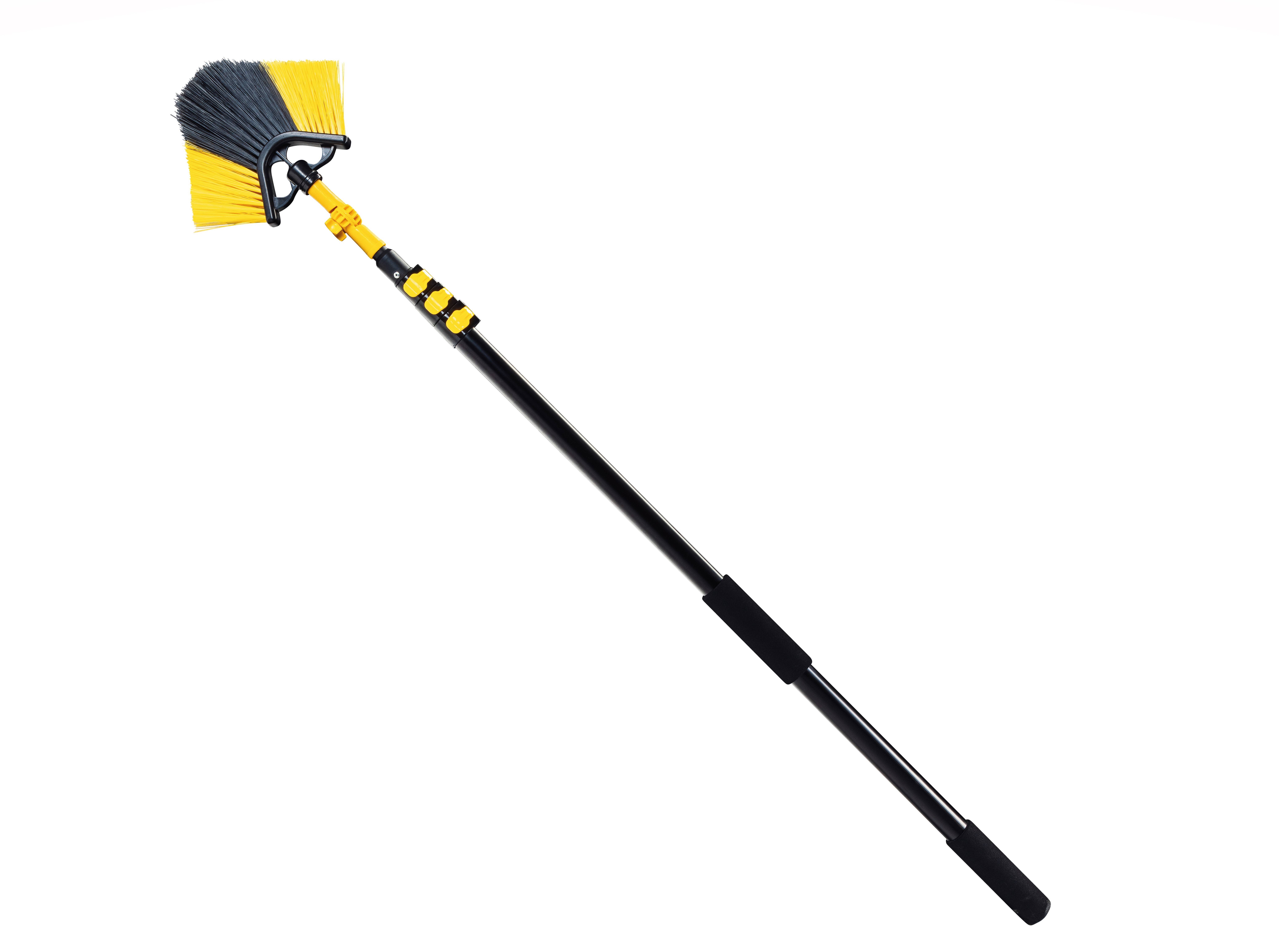 Neustanlo - Teleskopstange 4 Meter mit Eckbesen - intuitiven Schnellspannsystem und ergonomischen Handgriffen - ideal zur Pflege von Haus und Garten