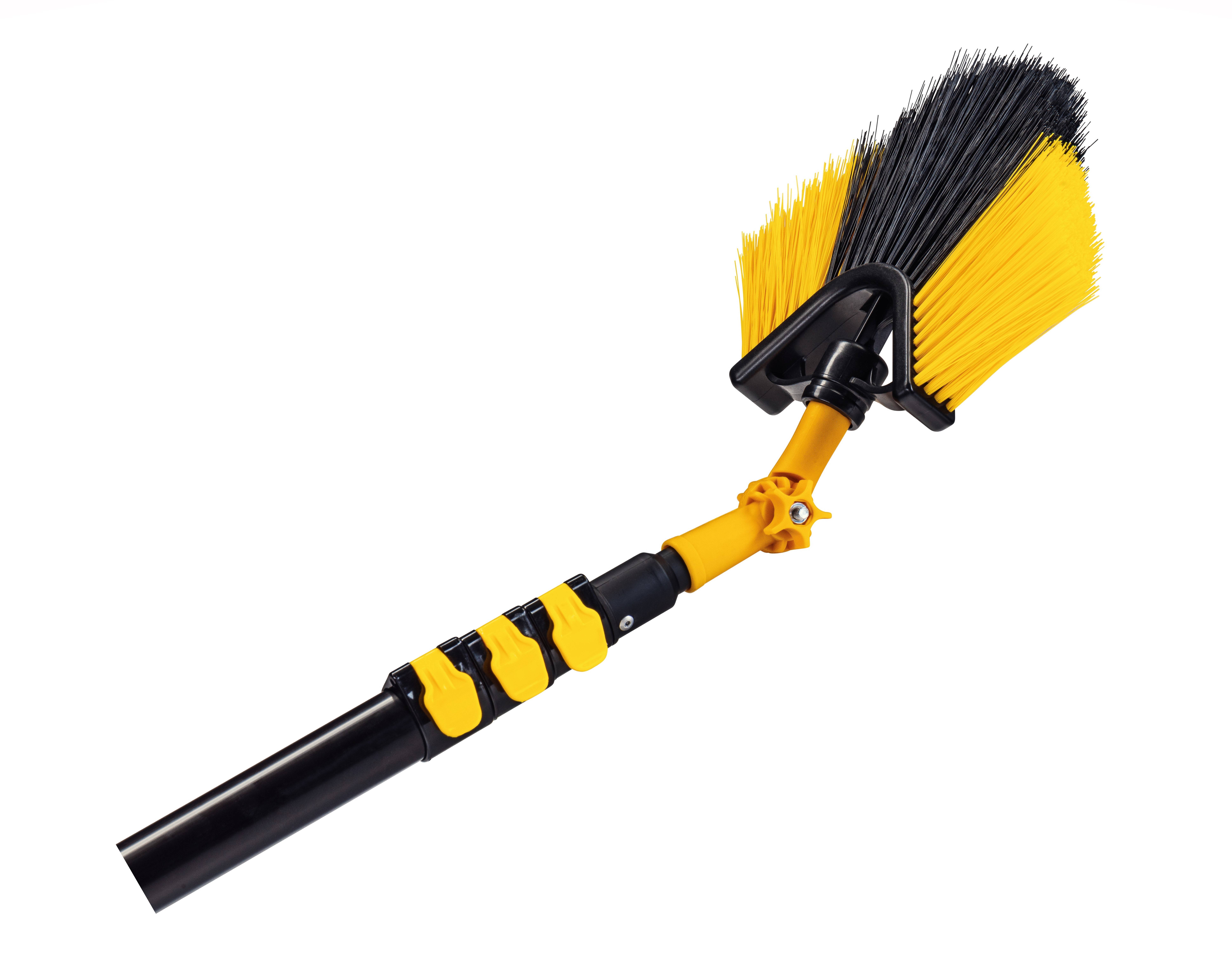 Neustanlo | Dreiecksbesen/Spinnenfeger mit intuitiven verstellbaren Schnellspannsystem | Soft-Touch Handgriffe | Länge: 420 cm | ideal zur Pflege