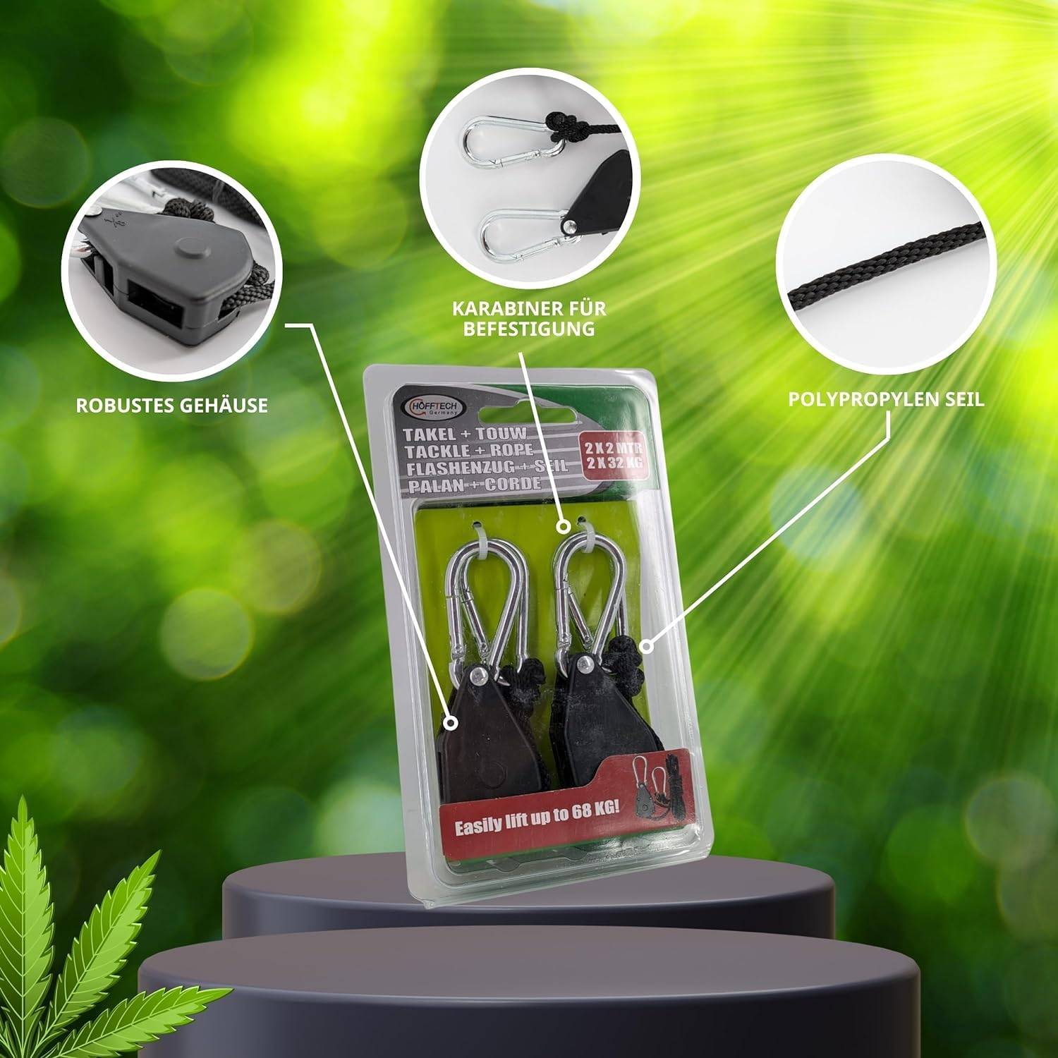 4 Stück Grow Aufhängung für Growbox Komplettset Lampe Aktivkohlefilter Seil Ratsche Aufhängen Zubehör