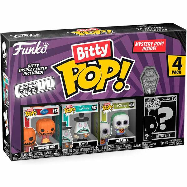 Blister 4 Figuren Bitty POP Disney Nightmare Before Christmas Kü rbiskö nig