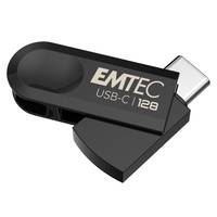Schwarzer EMTEC USB-C-Speicherstift mit der Bezeichnung „128