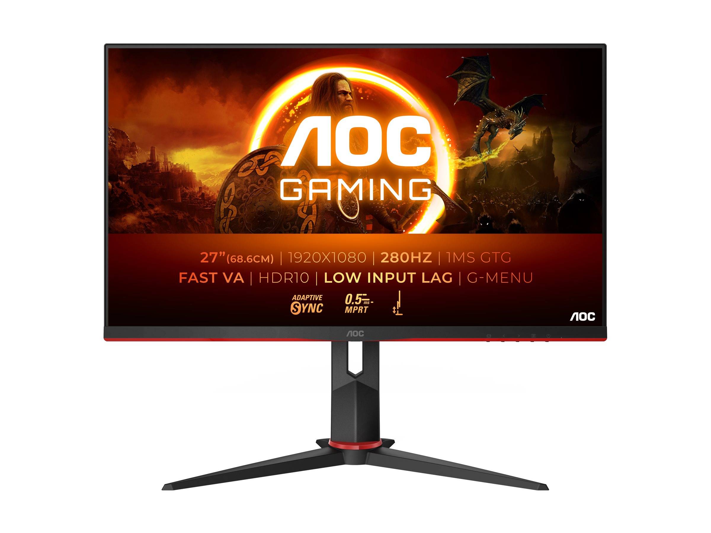68,6 cm/27 (1920×1080) AOC 27G2ZN3/BK 16:9 FHD Fast VA 0,5 ms 240 Hz HDMI DisplayPort VESA Black