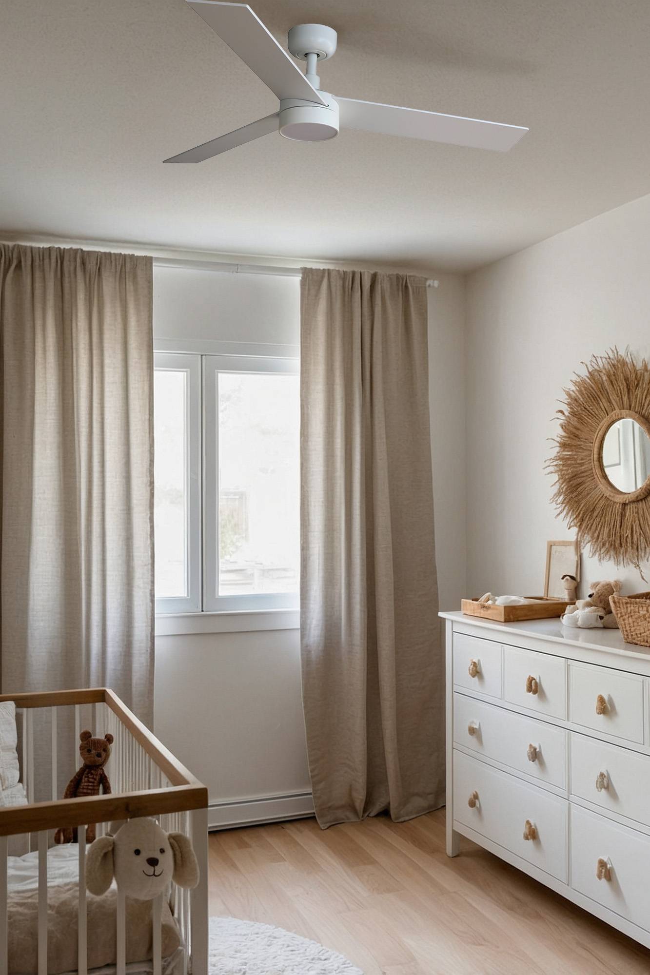 Energiespar Deckenventilator Rudder S Weiß mit LED