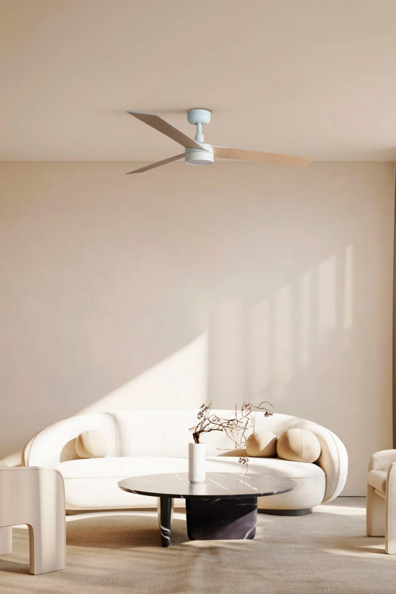 Energiespar Deckenventilator Rudder L Weiß mit LED