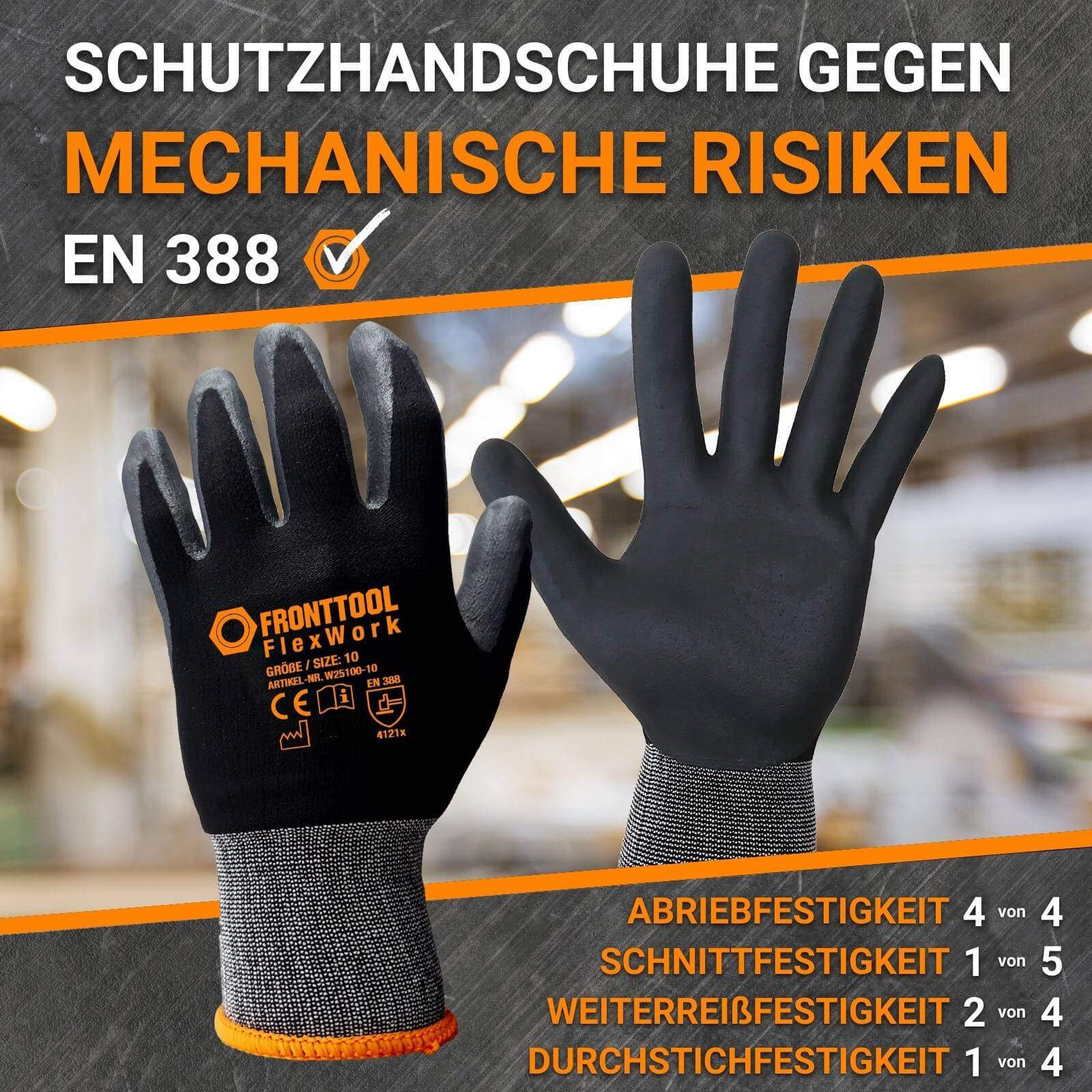 FRONTTOOL Arbeitshandschuhe FlexWork 6 Paar - Größe:10