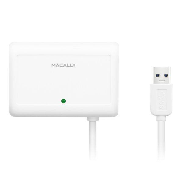 Macally U3HUBGB, USB3 3-Port Hub & Gigabit Ethernet Adapter, weiß