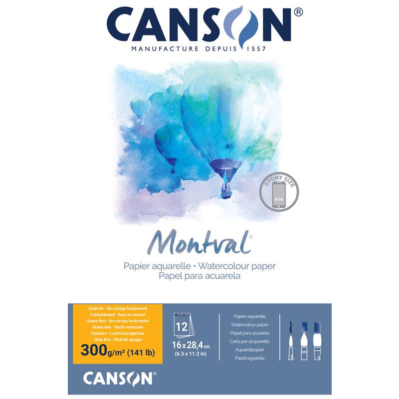 CANSON Aquarellblock "Montval", 160 x 284 mm, 300 g/qm