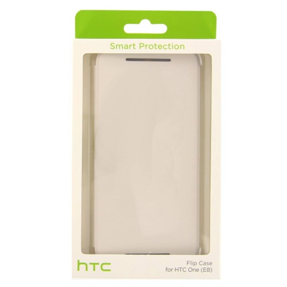 Original Flip Cover Handyhülle für HTC One E8 Weiß Schutz HCV980