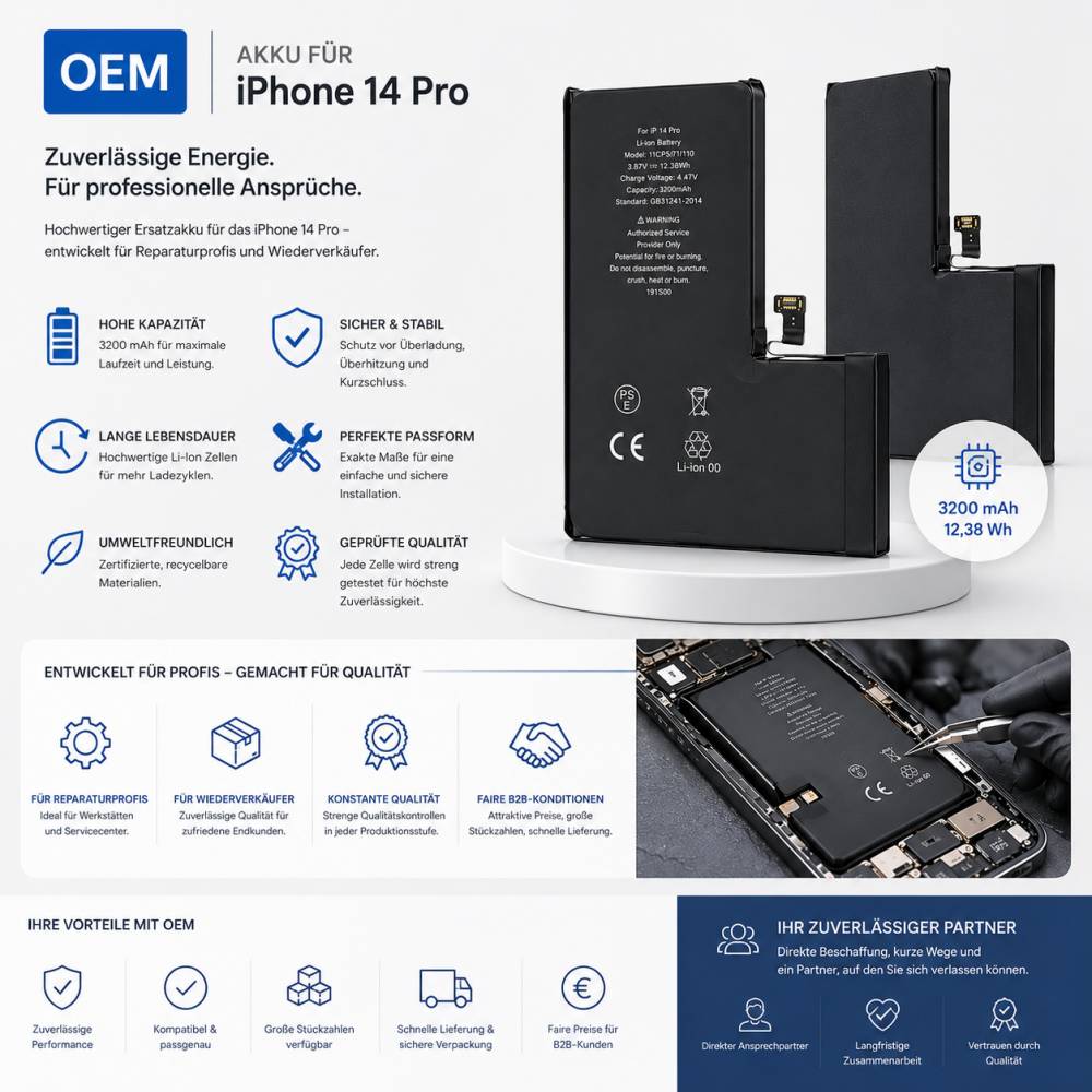 Akku für iPhone 14 Pro wie Original Batterie Ersatzakku