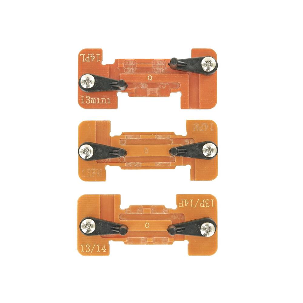 Drei orangefarbene elektrische Sicherungsholder mit schwarzen Hebelkontakten, jeweils gekennzeichnet für unterschiedliche Sicherungsgrößen und auf weißem Hintergrund abgebildet.